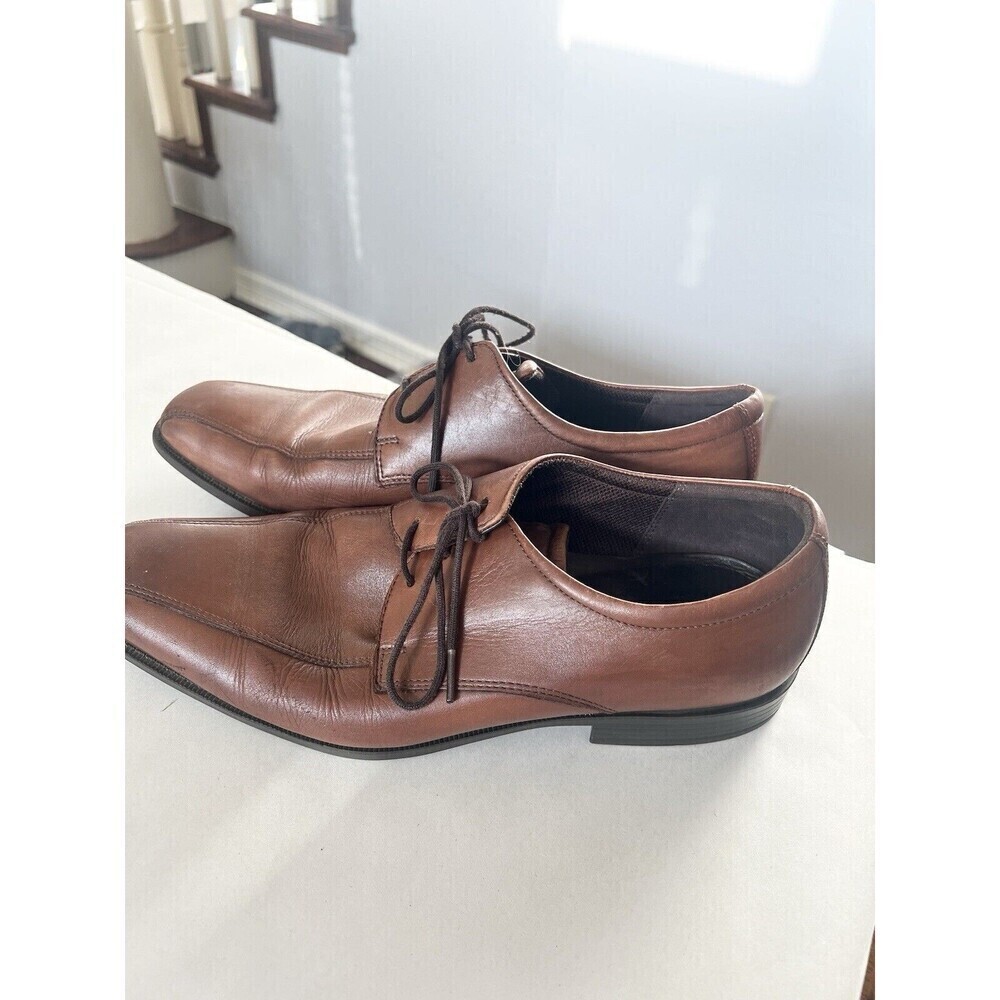 ECCO Edinburgh Loafers Mens Size 10 brown Leather Lace Up Dress Shoes Comfort 44